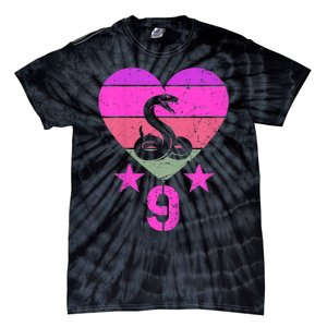 Kids Snake Birthday 9 Year Old Boy Girl Snake 9th Birthday Tie-Dye T-Shirt