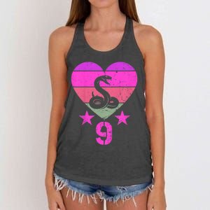 Kids Snake Birthday 9 Year Old Boy Girl Snake 9th Birthday Women's Knotted Racerback Tank