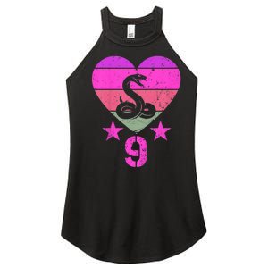 Kids Snake Birthday 9 Year Old Boy Girl Snake 9th Birthday Women's Perfect Tri Rocker Tank