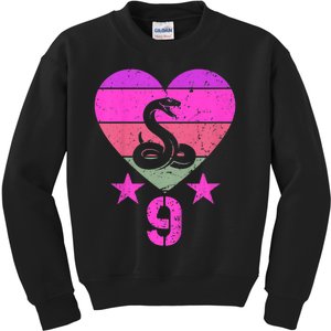 Kids Snake Birthday 9 Year Old Boy Girl Snake 9th Birthday Kids Sweatshirt