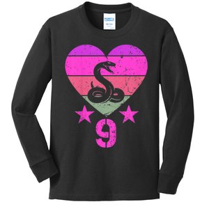 Kids Snake Birthday 9 Year Old Boy Girl Snake 9th Birthday Kids Long Sleeve Shirt