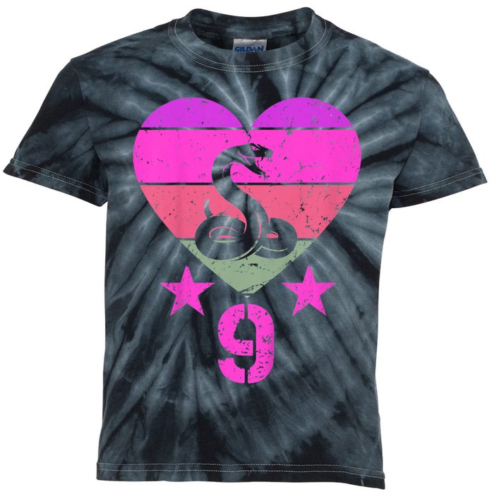 Kids Snake Birthday 9 Year Old Boy Girl Snake 9th Birthday Kids Tie-Dye T-Shirt