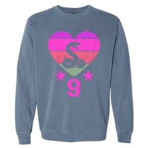 Kids Snake Birthday 9 Year Old Boy Girl Snake 9th Birthday Garment-Dyed Sweatshirt