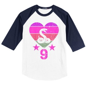 Kids Snake Birthday 9 Year Old Boy Girl Snake 9th Birthday Baseball Sleeve Shirt