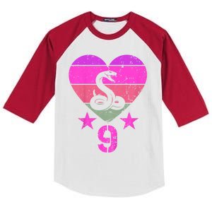 Kids Snake Birthday 9 Year Old Boy Girl Snake 9th Birthday Kids Colorblock Raglan Jersey