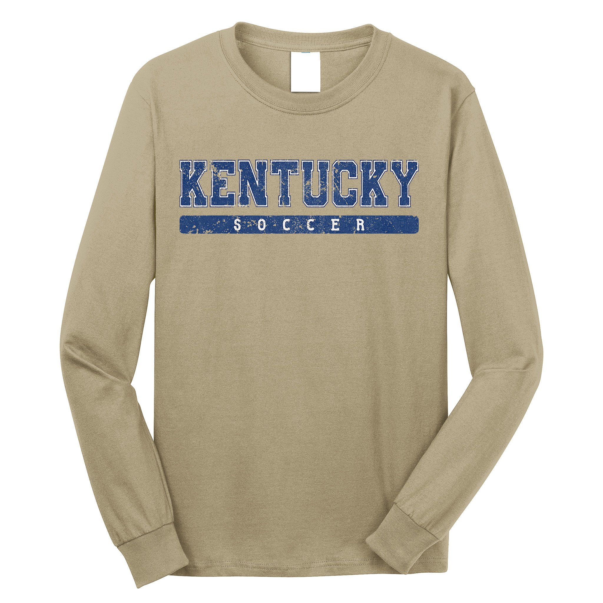 Kentucky Soccer Blue Vintage Text Long Sleeve Shirt