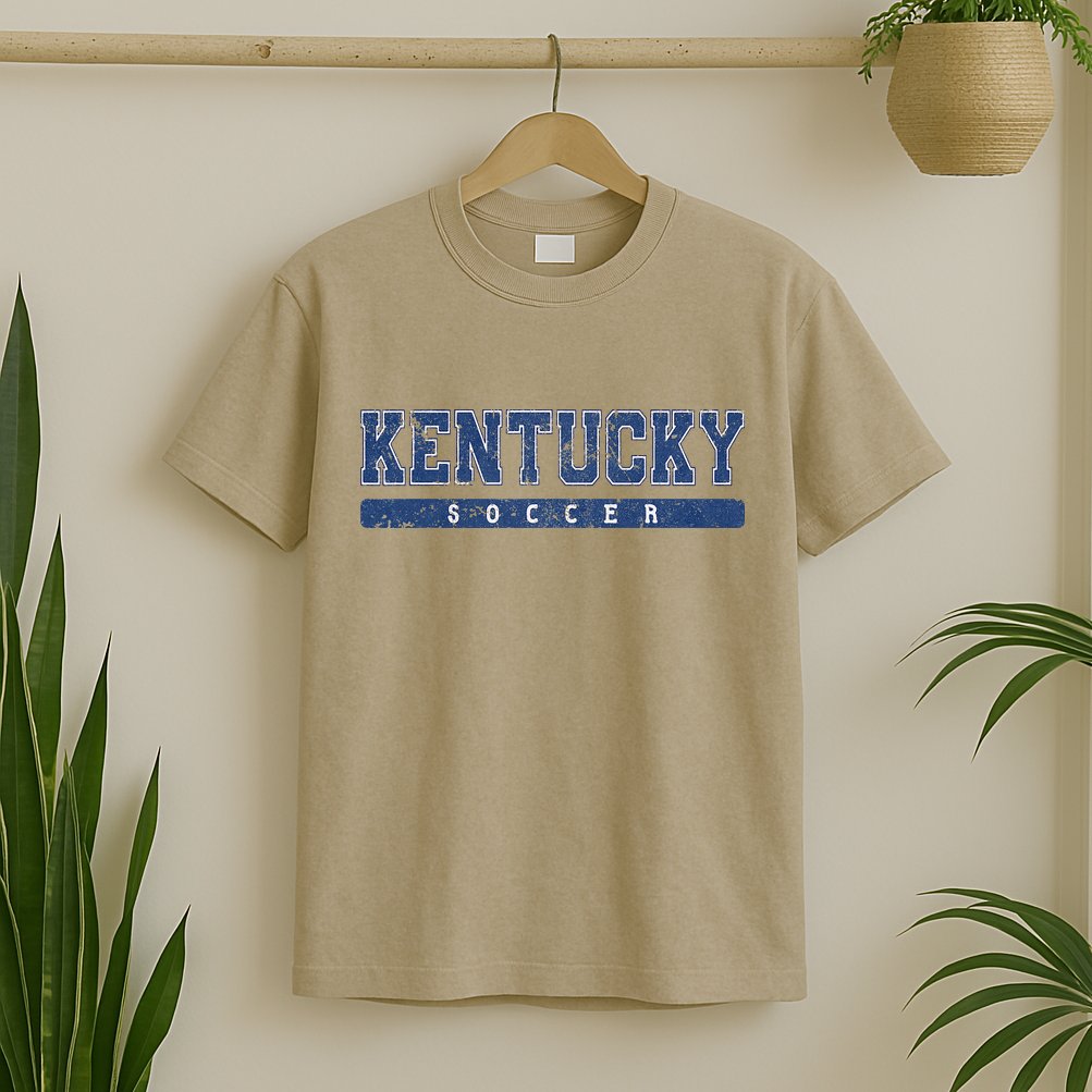 Kentucky Soccer Blue Vintage Text T-Shirt
