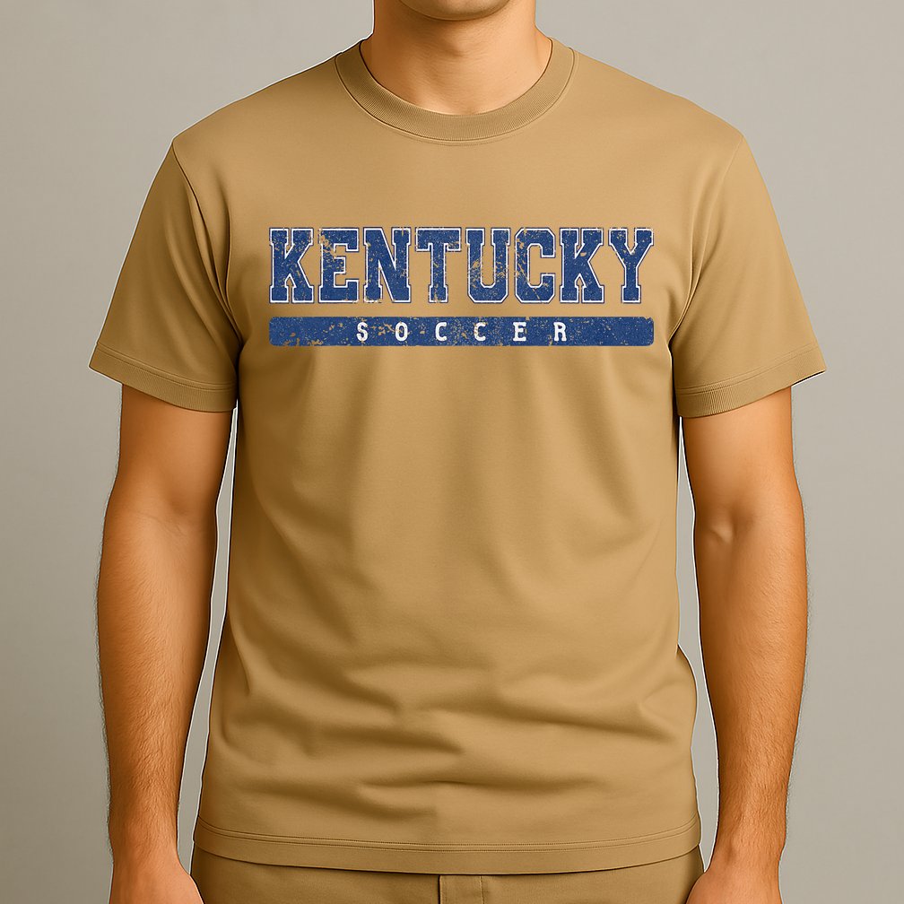 Kentucky Soccer Blue Vintage Text T-Shirt
