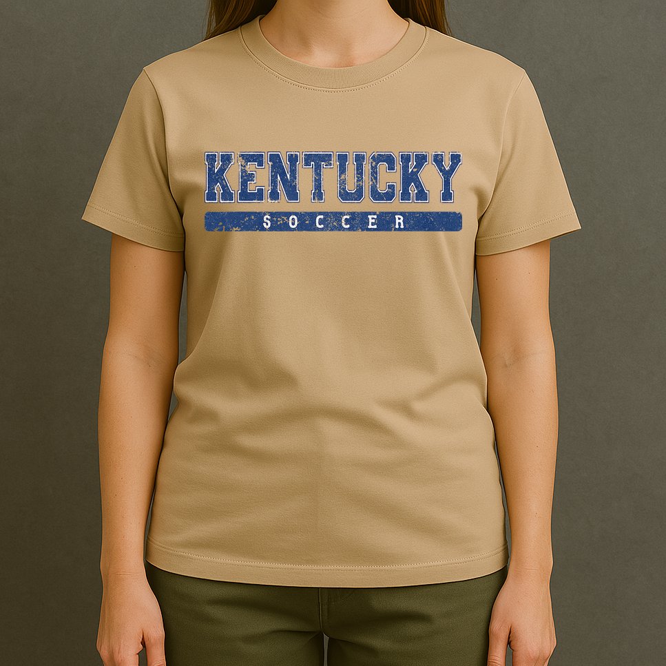 Kentucky Soccer Blue Vintage Text T-Shirt