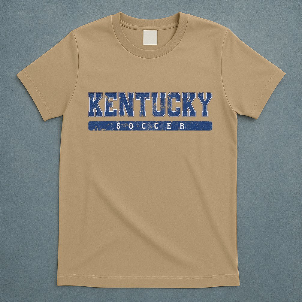 Kentucky Soccer Blue Vintage Text T-Shirt