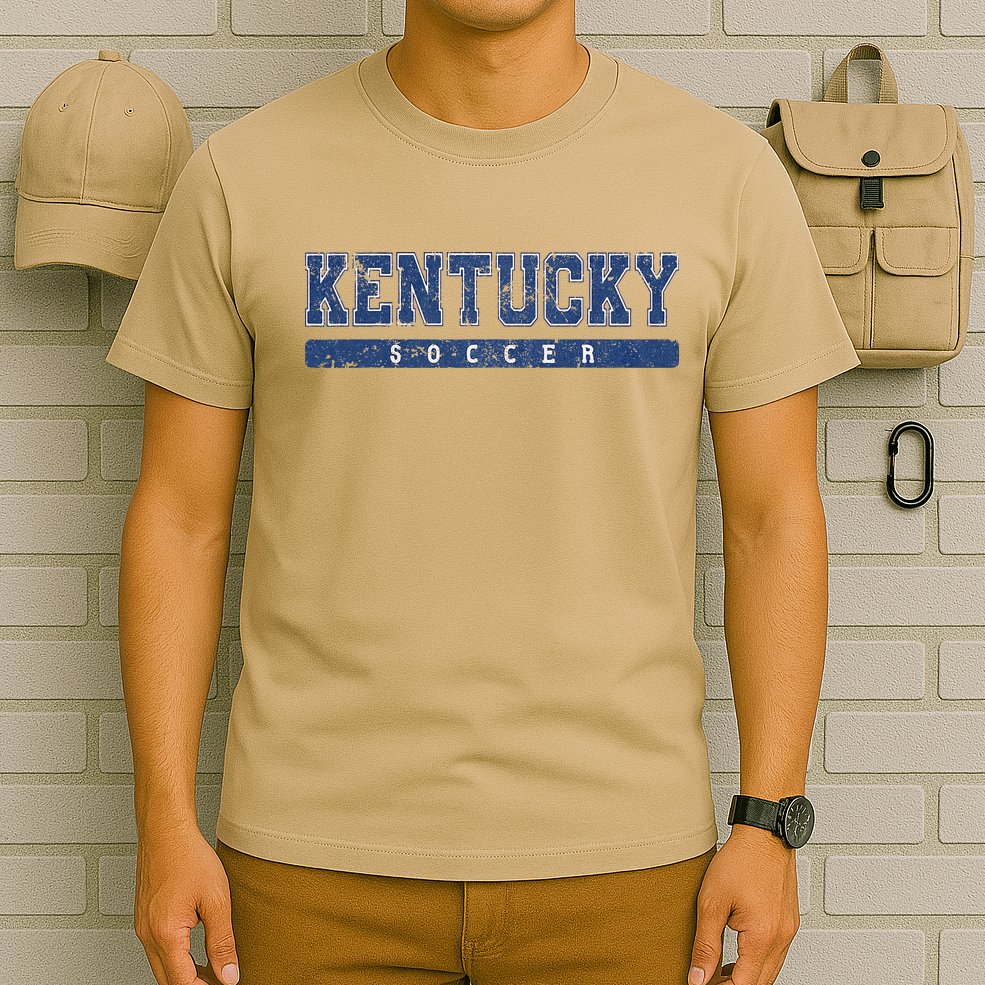 Kentucky Soccer Blue Vintage Text T-Shirt