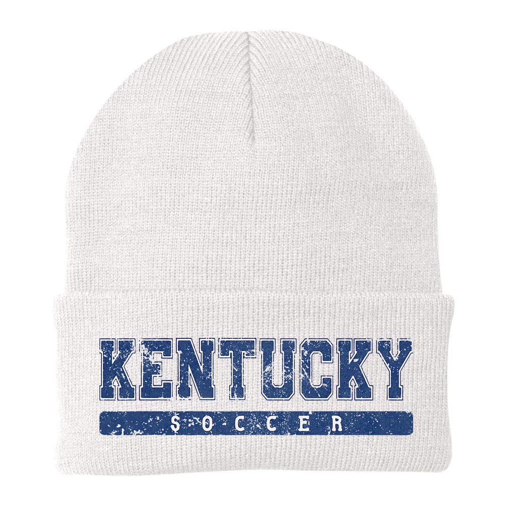 Kentucky Soccer Blue Vintage Text Beanie