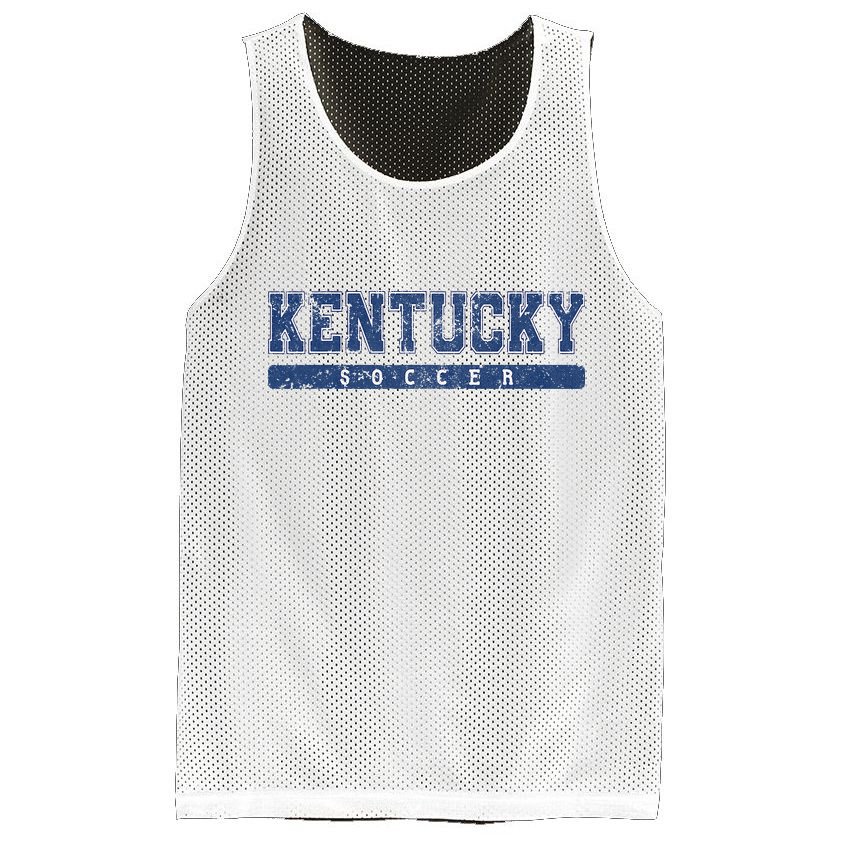 Kentucky Soccer Blue Vintage Text Mesh Reversible Basketball Jersey Tank