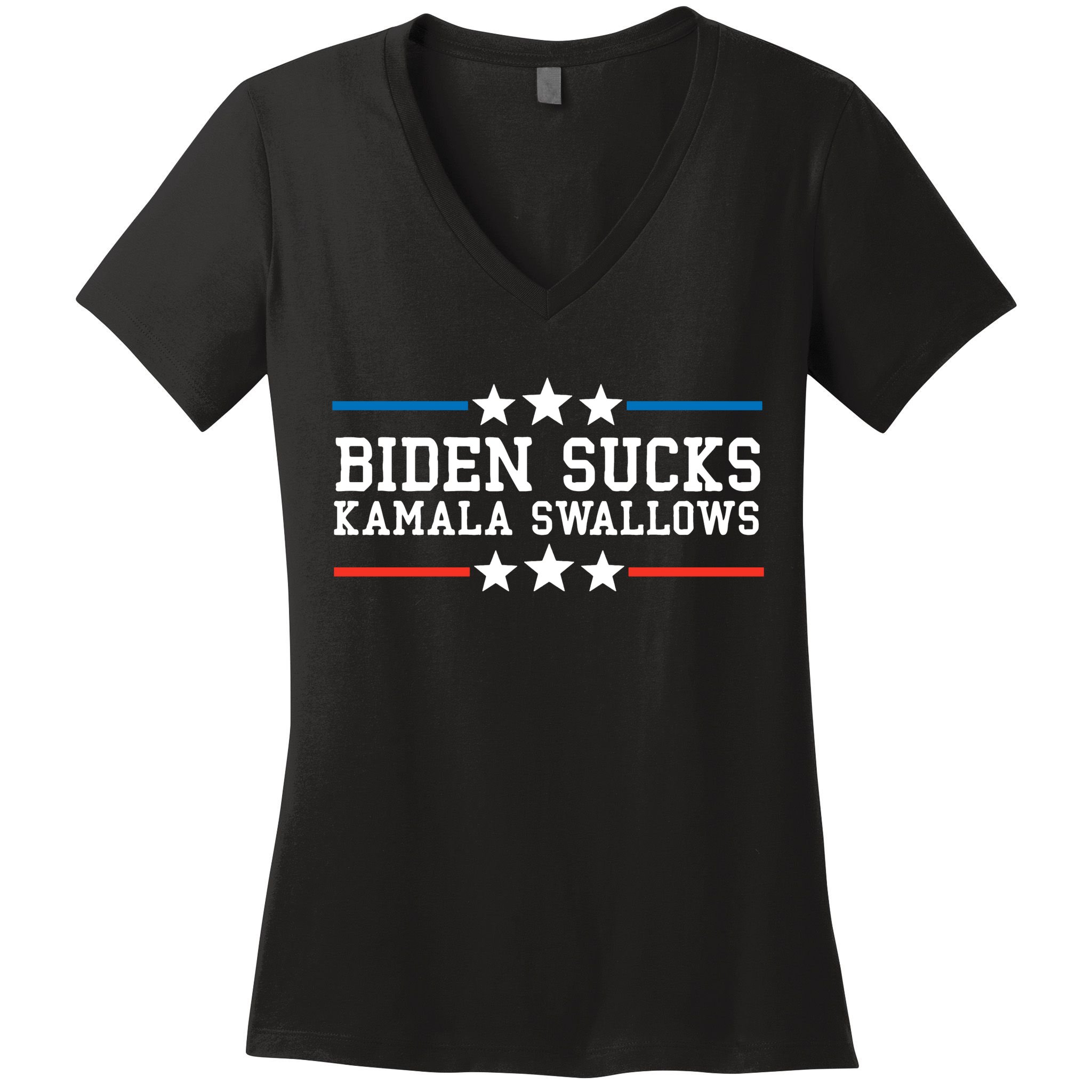 Kamala Swallows Biden Sucks Women's V-Neck T-Shirt