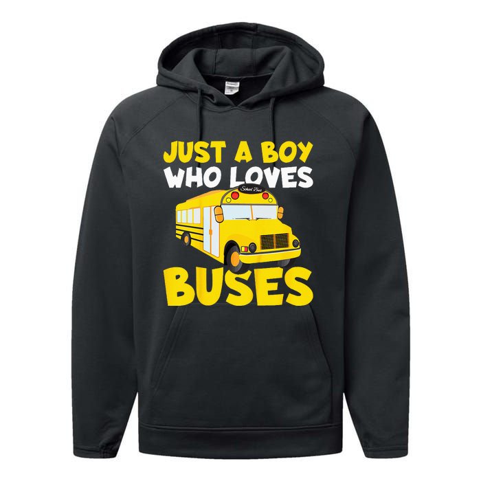 Kids School Bus Costume Just A Who Loves Buses Performance Fleece Hoodie