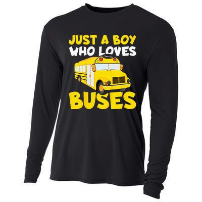 Kids School Bus Costume Just A Who Loves Buses Cooling Performance Long Sleeve Crew