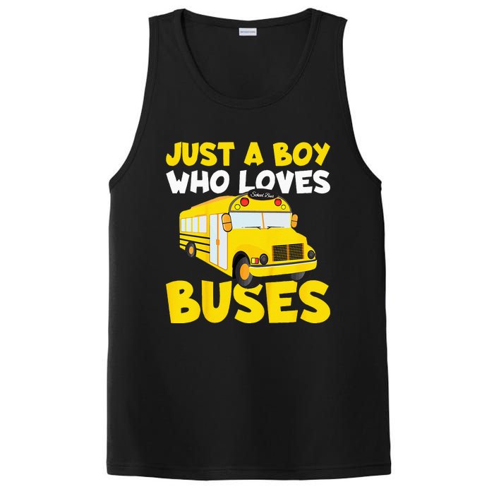 Kids School Bus Costume Just A Who Loves Buses PosiCharge Competitor Tank