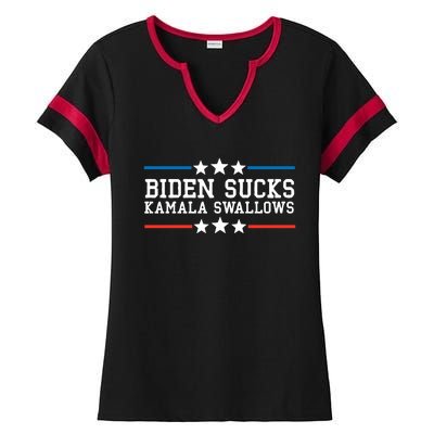 Kamala Swallows Biden Sucks Ladies Halftime Notch Neck Tee