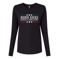 Kamala Swallows Biden Sucks Womens Cotton Relaxed Long Sleeve T-Shirt