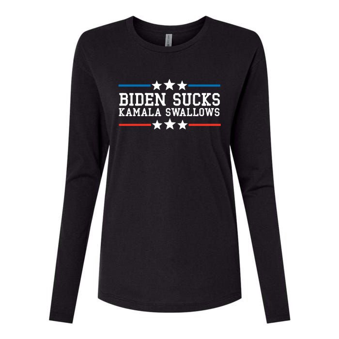 Kamala Swallows Biden Sucks Womens Cotton Relaxed Long Sleeve T-Shirt