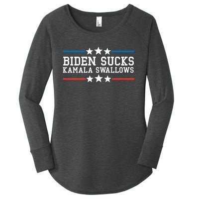 Kamala Swallows Biden Sucks Women's Perfect Tri Tunic Long Sleeve Shirt