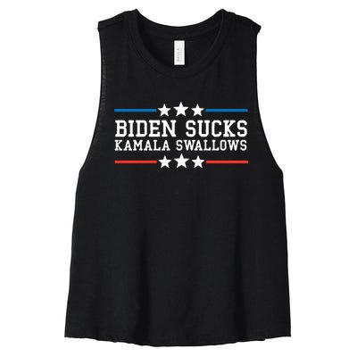 Kamala Swallows Biden Sucks Women's Racerback Cropped Tank