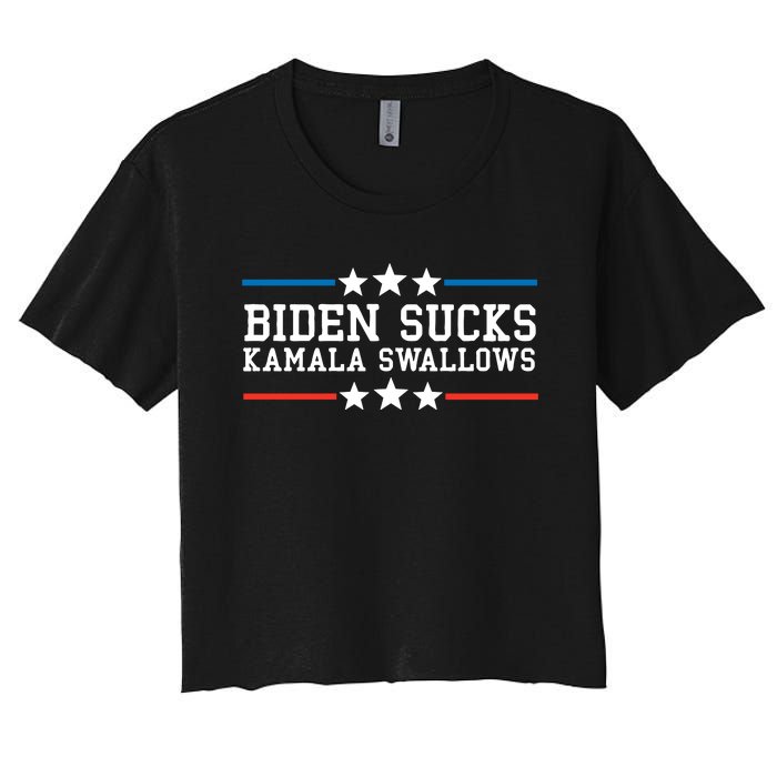 Kamala Swallows Biden Sucks Women's Crop Top Tee