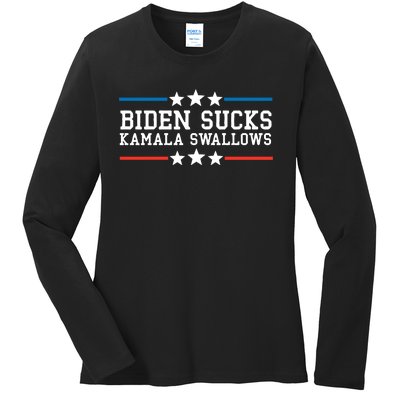 Kamala Swallows Biden Sucks Ladies Long Sleeve Shirt