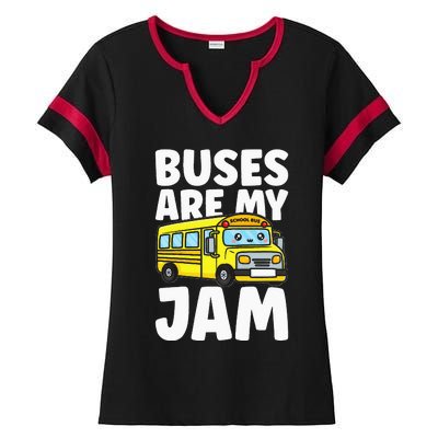 Kids School Bus Buses Are My Jam Ladies Halftime Notch Neck Tee