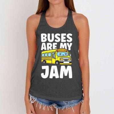 Kids School Bus Buses Are My Jam Women's Knotted Racerback Tank