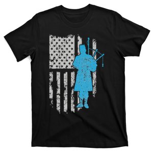 Kilt Scottish Blow Bagpipe Flag America Gift For Bagpiper T-Shirt