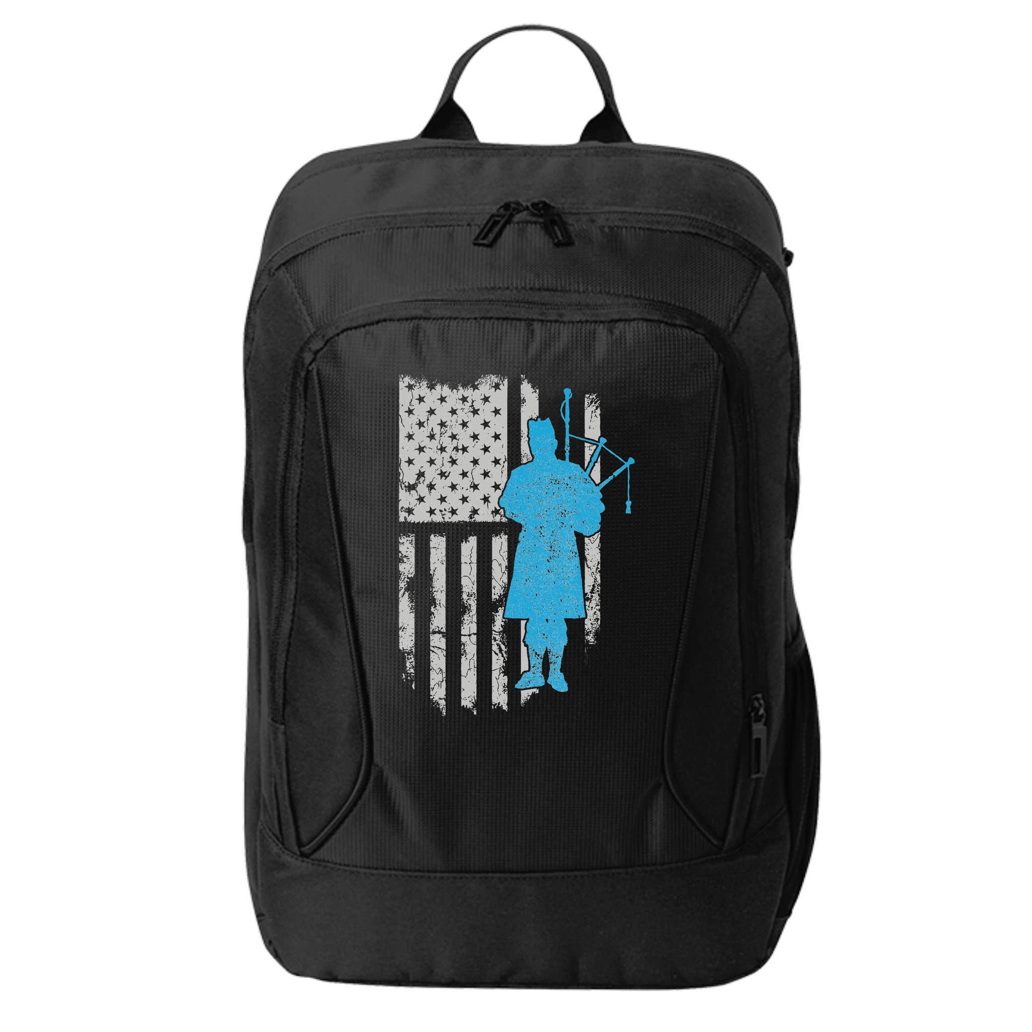Kilt Scottish Blow Bagpipe Flag America Gift For Bagpiper City Backpack