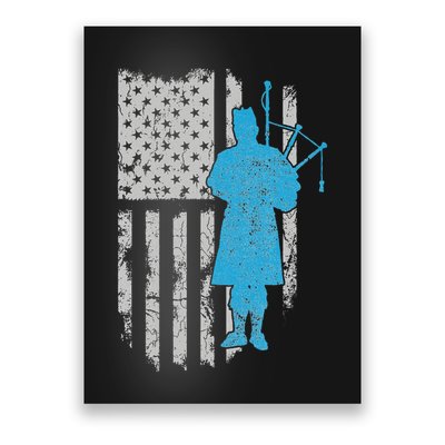 Kilt Scottish Blow Bagpipe Flag America Gift For Bagpiper Poster