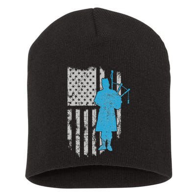 Kilt Scottish Blow Bagpipe Flag America Gift For Bagpiper Short Acrylic Beanie