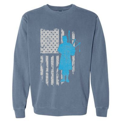 Kilt Scottish Blow Bagpipe Flag America Gift For Bagpiper Garment-Dyed Sweatshirt