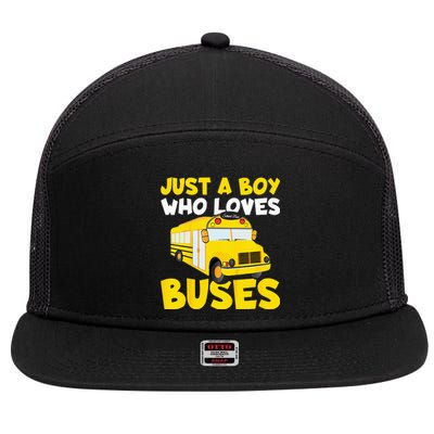 Kids School Bus Costume Just A Who Loves Buses 7 Panel Mesh Trucker Snapback Hat