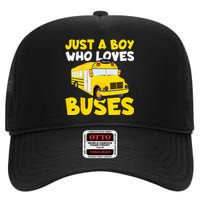 Kids School Bus Costume Just A Who Loves Buses High Crown Mesh Back Trucker Hat