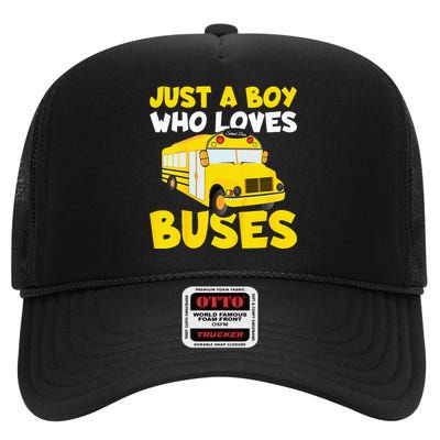 Kids School Bus Costume Just A Who Loves Buses High Crown Mesh Back Trucker Hat