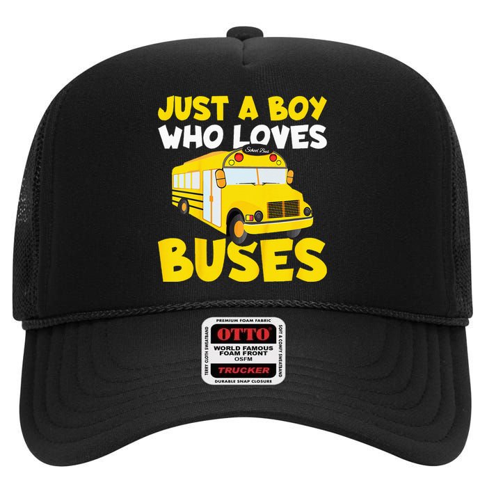 Kids School Bus Costume Just A Who Loves Buses High Crown Mesh Back Trucker Hat