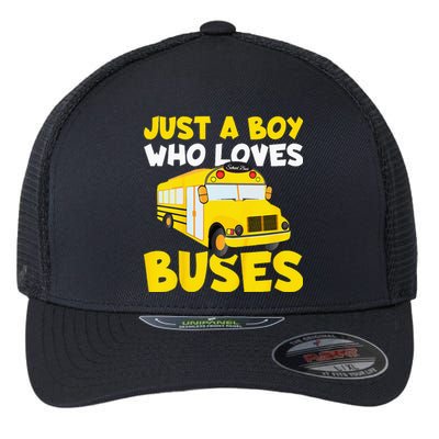 Kids School Bus Costume Just A Who Loves Buses Flexfit Unipanel Trucker Cap