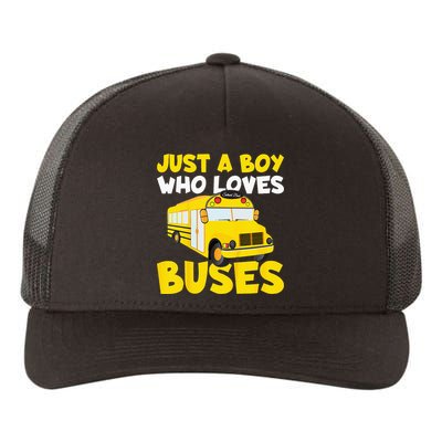 Kids School Bus Costume Just A Who Loves Buses Yupoong Adult 5-Panel Trucker Hat