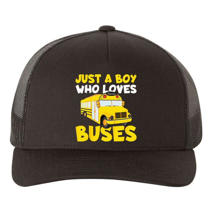 Kids School Bus Costume Just A Who Loves Buses Yupoong Adult 5-Panel Trucker Hat