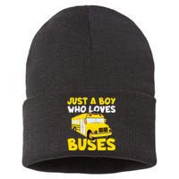 Kids School Bus Costume Just A Who Loves Buses Sustainable Knit Beanie