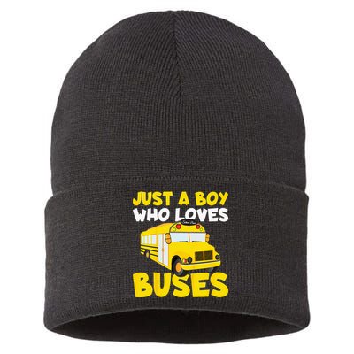 Kids School Bus Costume Just A Who Loves Buses Sustainable Knit Beanie