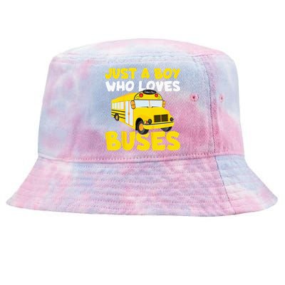 Kids School Bus Costume Just A Who Loves Buses Tie-Dyed Bucket Hat