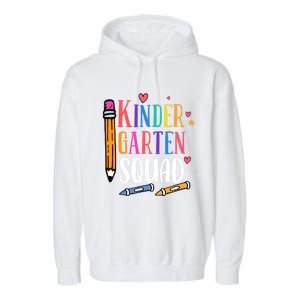 Kindergarten Squad Back To School Kindergarten Teacher Gift Garment-Dyed Fleece Hoodie