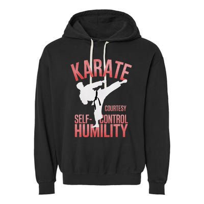 Karate Silhouette Courtesy & Discipline Garment-Dyed Fleece Hoodie