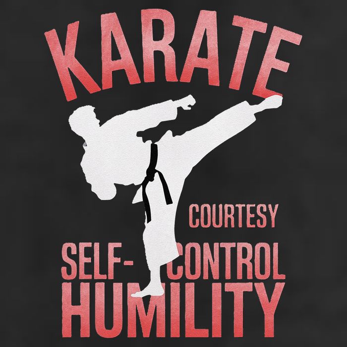 Karate Silhouette Courtesy & Discipline 7 Panel Mesh Trucker Snapback Hat