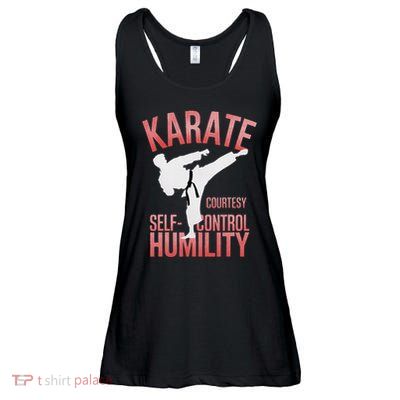 Karate Silhouette Courtesy & Discipline Ladies Essential Flowy Tank