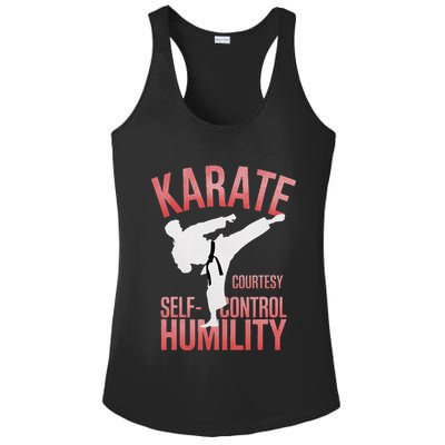 Karate Silhouette Courtesy & Discipline Ladies PosiCharge Competitor Racerback Tank
